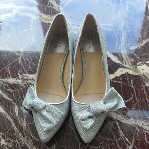 Alex Marie Sparkling Silver Heels with Bow